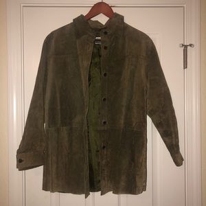 Olive real suede shirt jacket 12 Small Medium